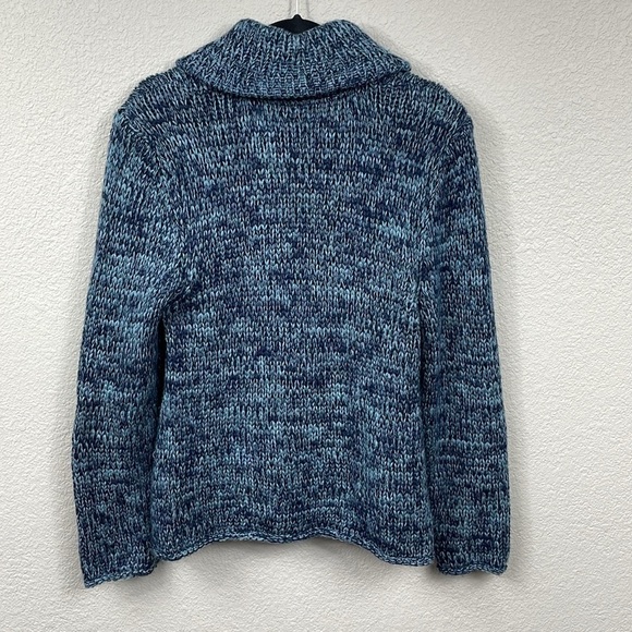 Moda International Wool Blend Chunky Knit Toggle Sweater Coat Blue Sz L - Picture 4 of 10